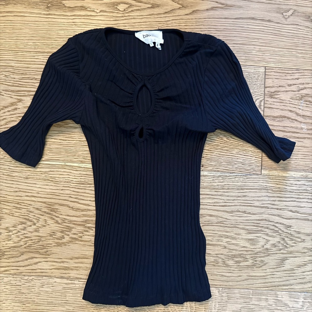 ba&sh Black Ribbed Blouse